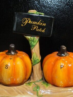Pier 1 Imports Pumpkin Patch Thanksgiving Halloween Salt & Pepper Shakers Set